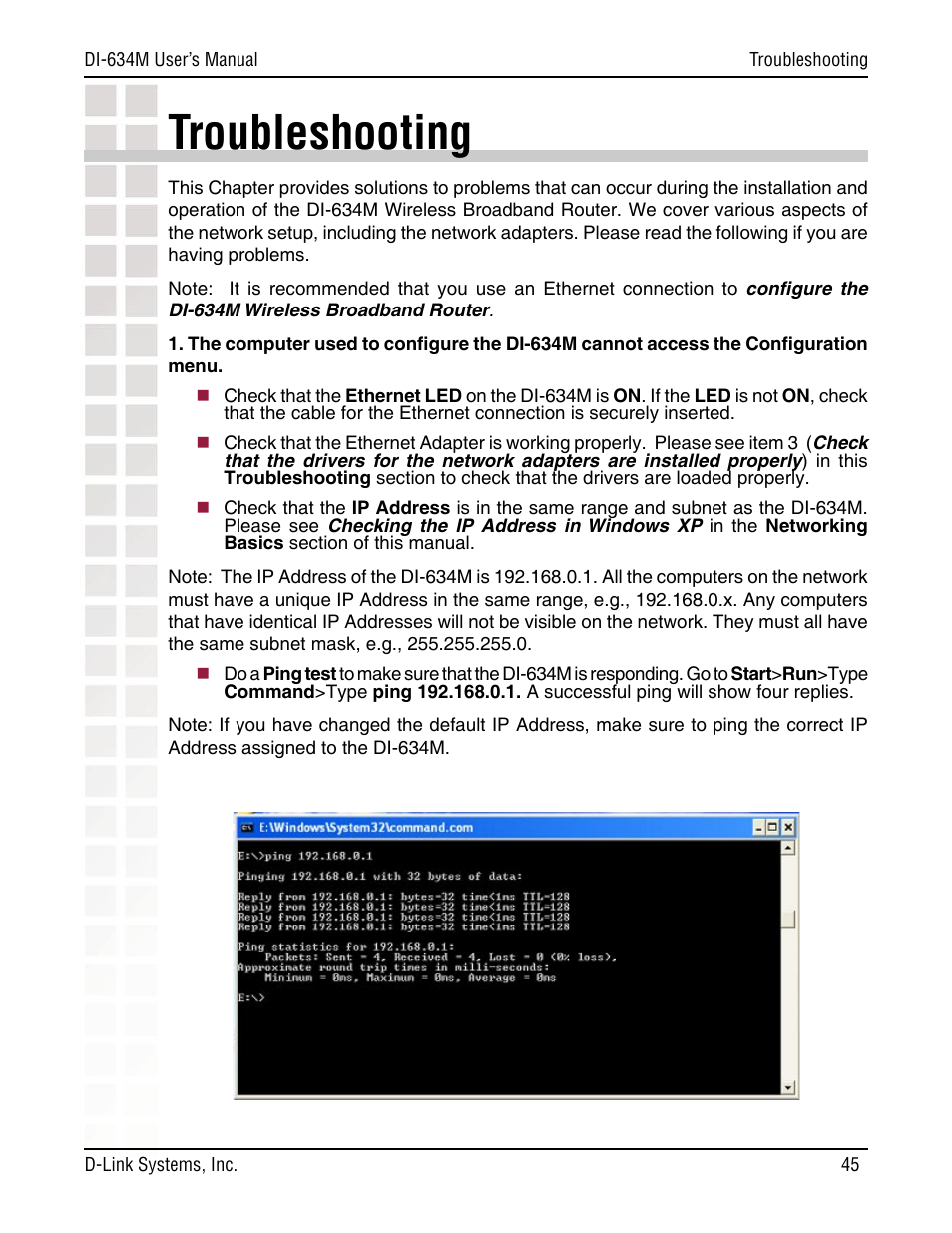 Troubleshooting | D-Link DI-634M User Manual | Page 45 / 94