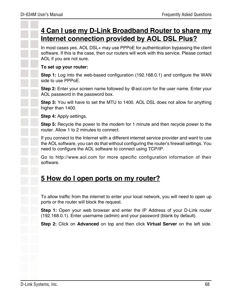 5 how do i open ports on my router | D-Link DI-634M User Manual | Page 68 / 94