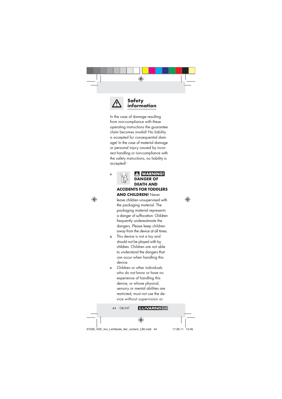 Safety information | Livarno Z30378 User Manual | Page 42 / 61