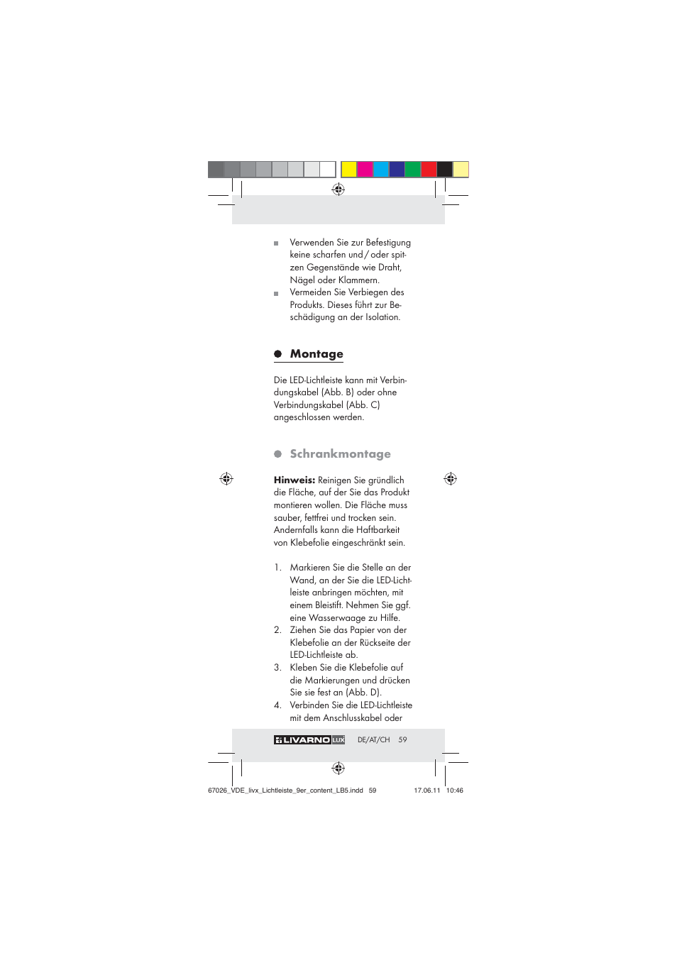 Montage, Schrankmontage | Livarno Z30378 User Manual | Page 57 / 61