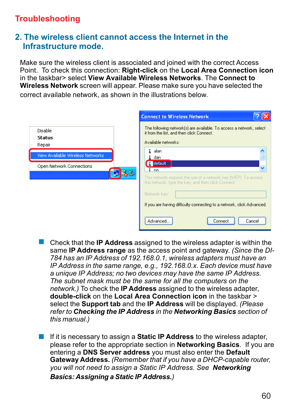 Troubleshooting | D-Link AG DI-784 User Manual | Page 60 / 99