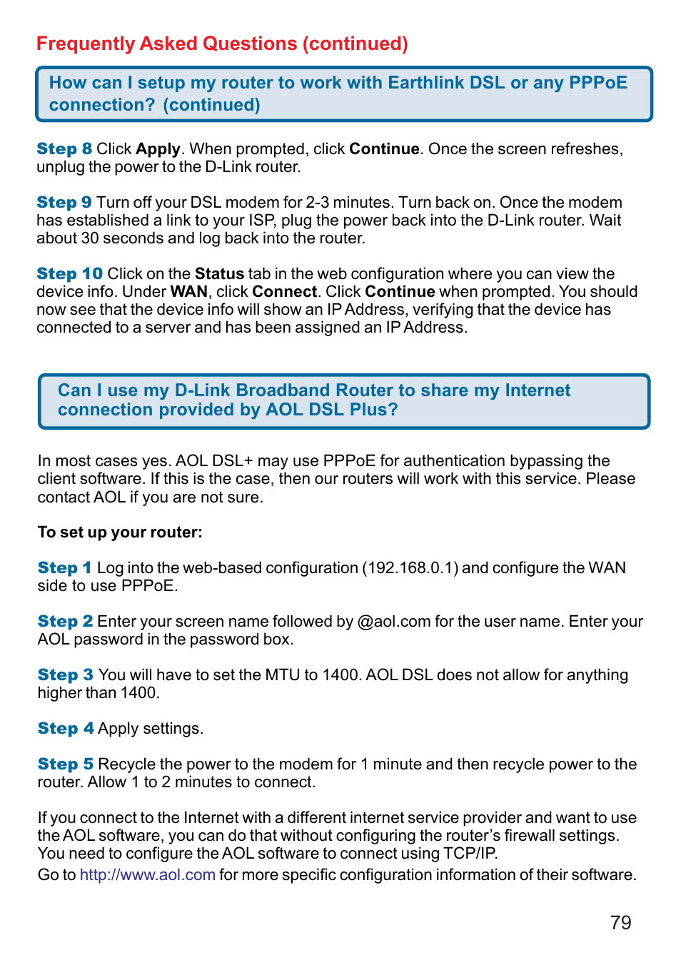 Frequently asked questions (continued) | D-Link AG DI-784 User Manual | Page 79 / 99