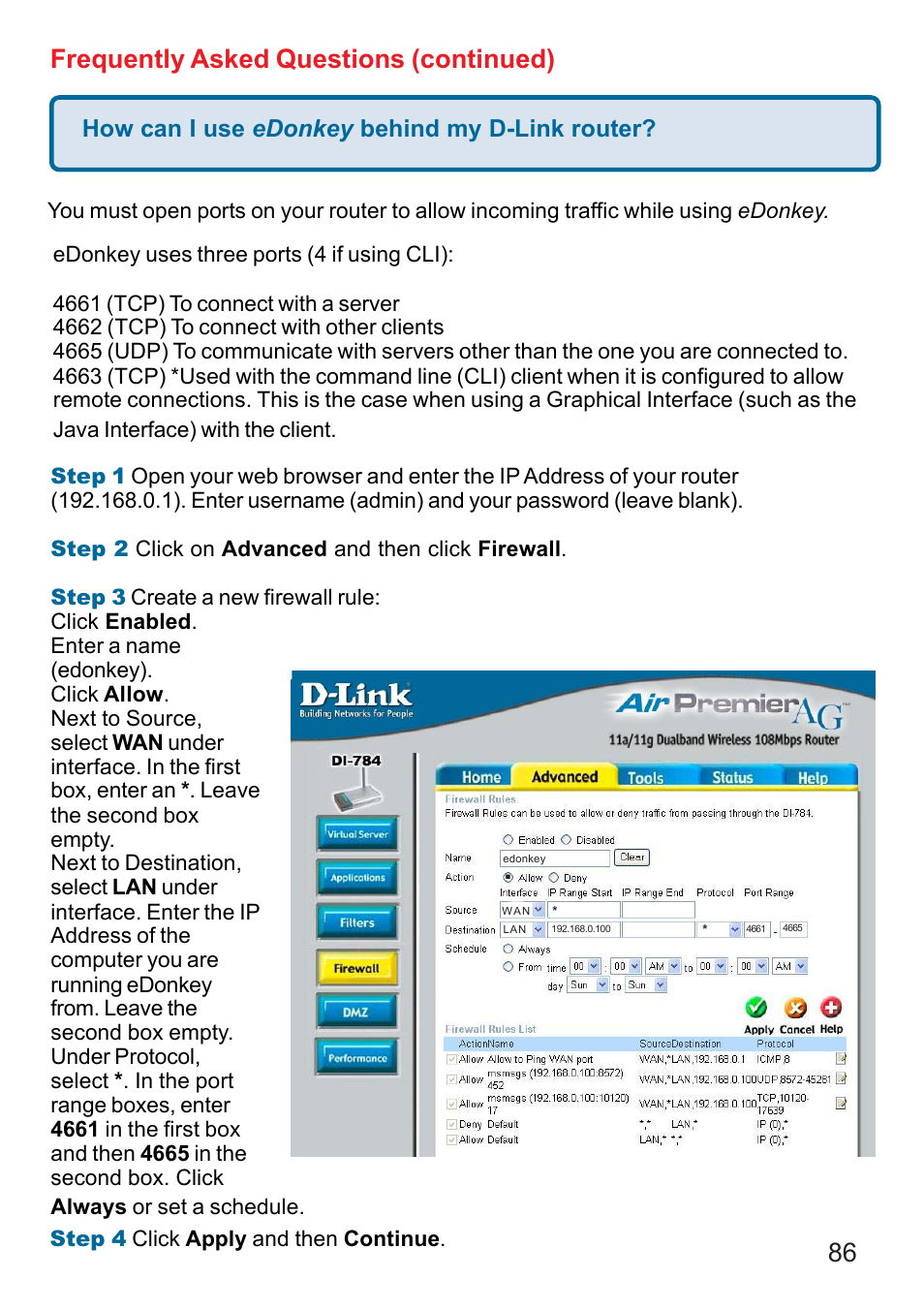 Frequently asked questions (continued) | D-Link AG DI-784 User Manual | Page 86 / 99