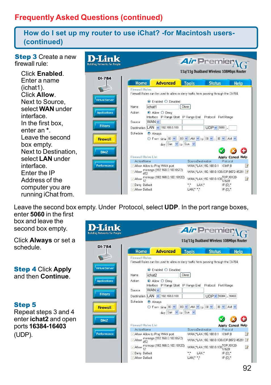 92 frequently asked questions (continued) | D-Link AG DI-784 User Manual | Page 92 / 99