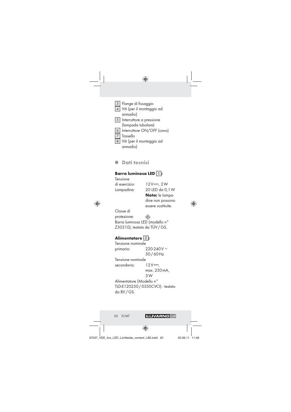 Dati tecnici | Livarno Z30310 User Manual | Page 18 / 61