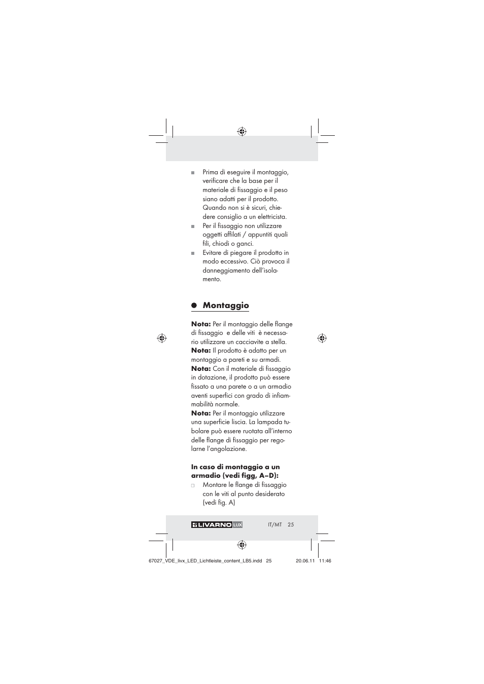 Montaggio | Livarno Z30310 User Manual | Page 23 / 61