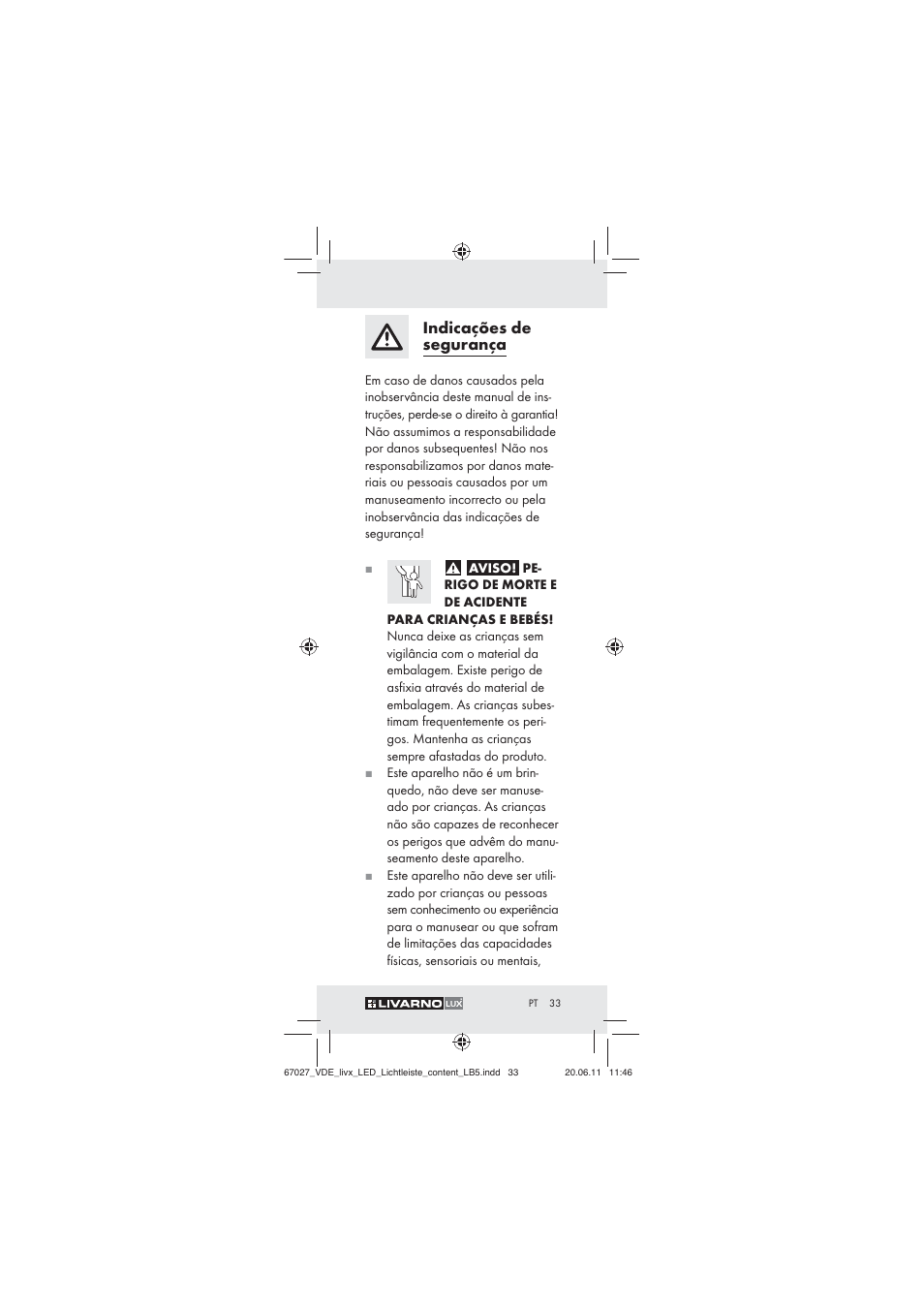 Indicações de segurança | Livarno Z30310 User Manual | Page 31 / 61