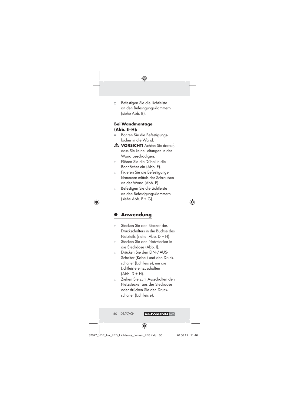 Anwendung | Livarno Z30310 User Manual | Page 58 / 61