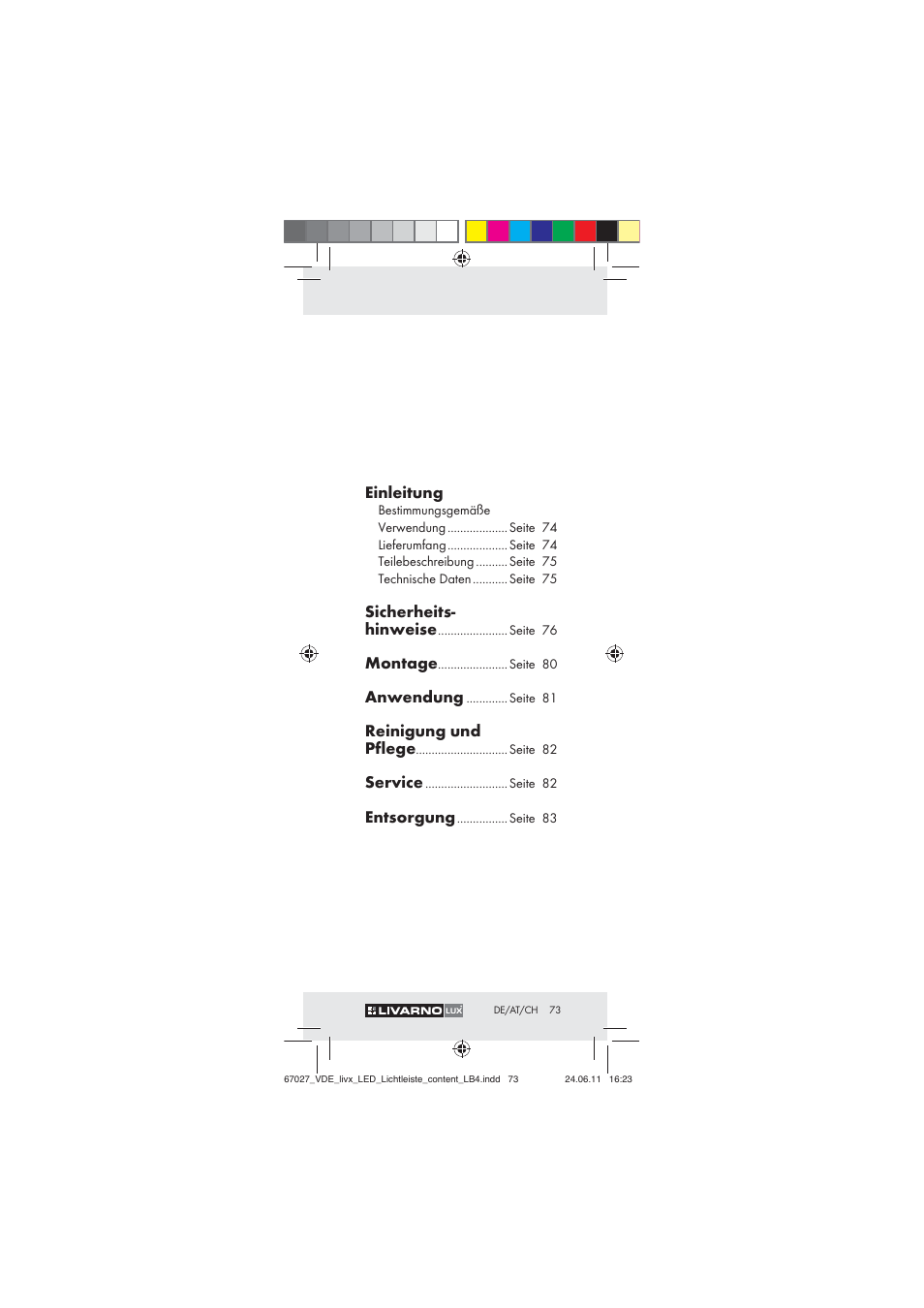 Einleitung, Sicherheits- hinweise, Montage | Anwendung, Reinigung und pflege, Service, Entsorgung | Livarno Z30310 User Manual | Page 71 / 82