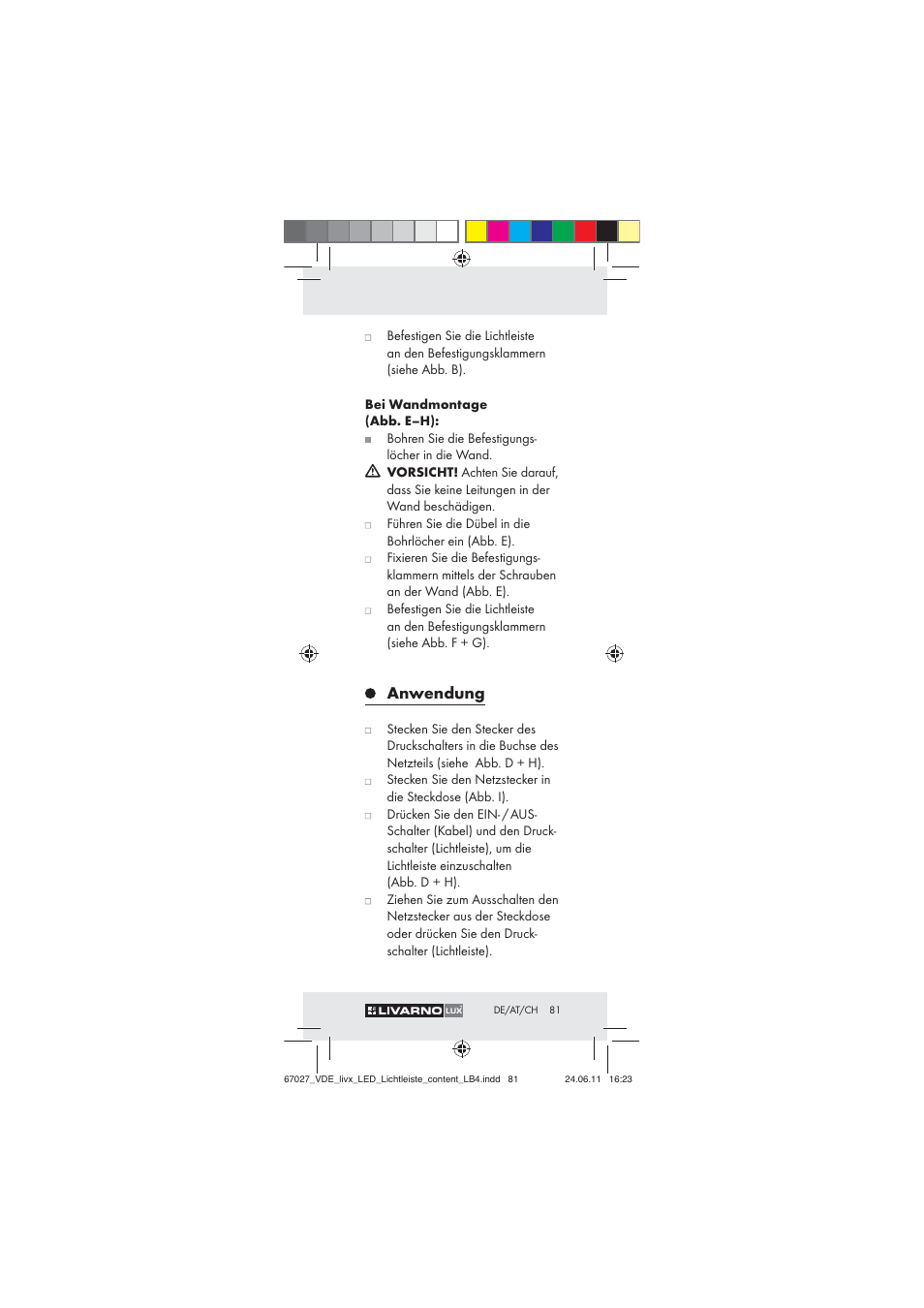 Anwendung | Livarno Z30310 User Manual | Page 79 / 82