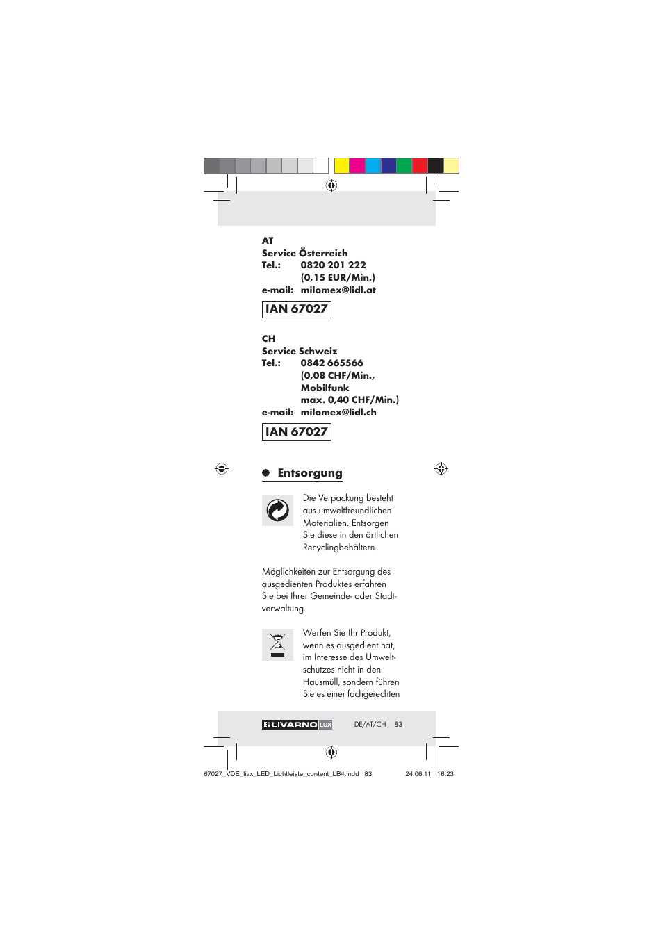 Entsorgung | Livarno Z30310 User Manual | Page 81 / 82