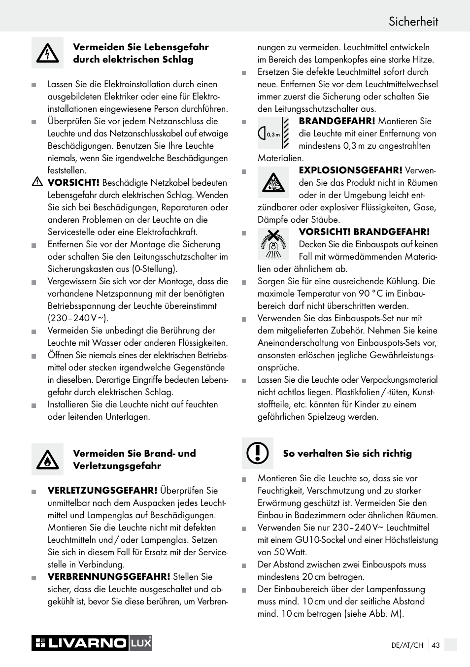 Sicherheit | Livarno 6729/062L·6729/068L User Manual | Page 43 / 49