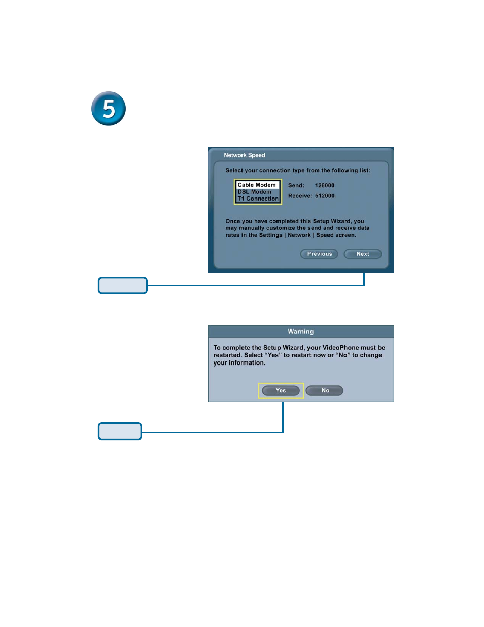 The setup wizard (continued), Network speed screen, Your setup is complete | System restart | D-Link DVC-2000 User Manual | Page 9 / 12