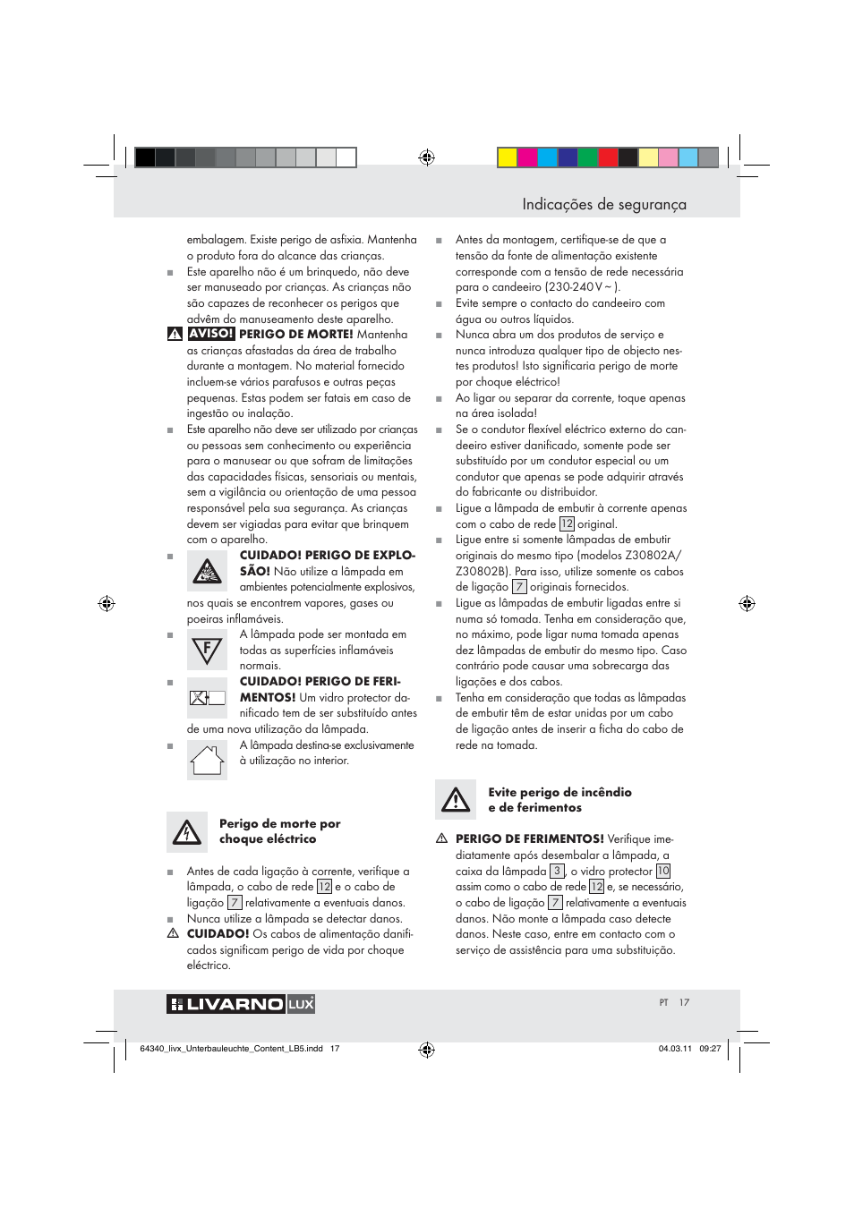 Indicações de segurança | Livarno Z30802A, Z30802B User Manual | Page 15 / 32