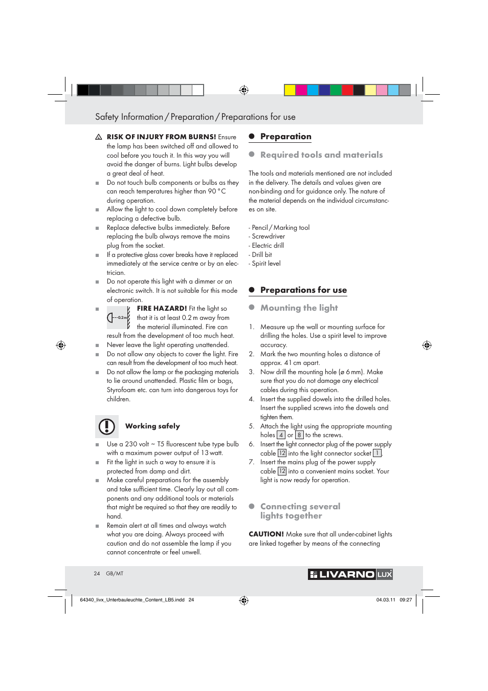 Livarno Z30802A, Z30802B User Manual | Page 22 / 32