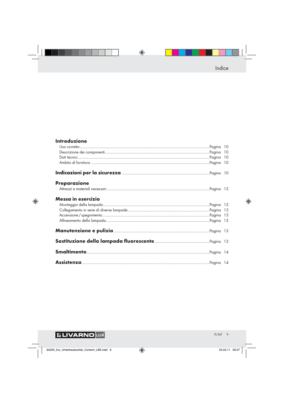 Indice | Livarno Z30802A, Z30802B User Manual | Page 7 / 32