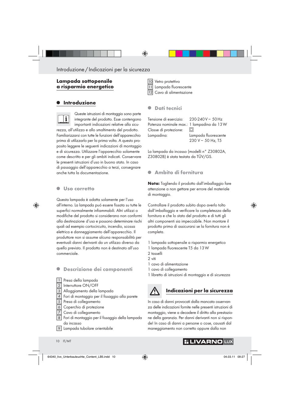 Introduzione / indicazioni per la sicurezza | Livarno Z30802A, Z30802B User Manual | Page 8 / 32