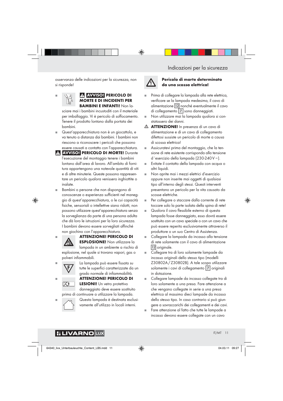 Indicazioni per la sicurezza | Livarno Z30802A, Z30802B User Manual | Page 9 / 32