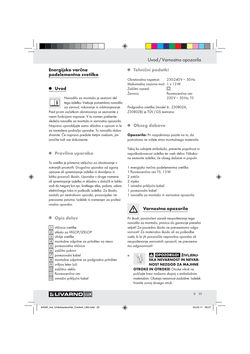 Uvod / varnostna opozorila | Livarno Z30802A, Z30802B User Manual | Page 21 / 46