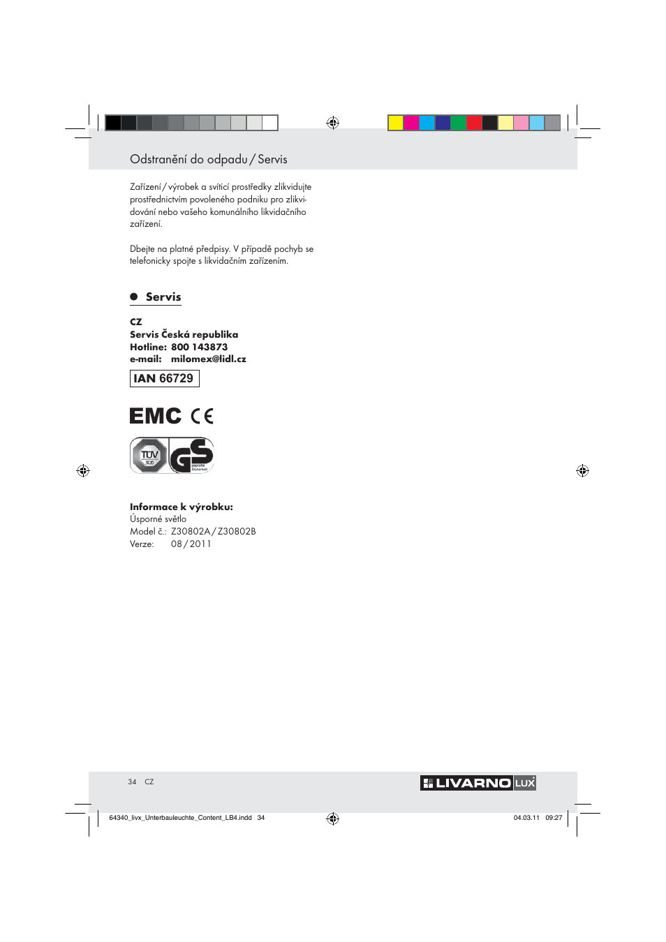 Odstranění do odpadu / servis | Livarno Z30802A, Z30802B User Manual | Page 32 / 46