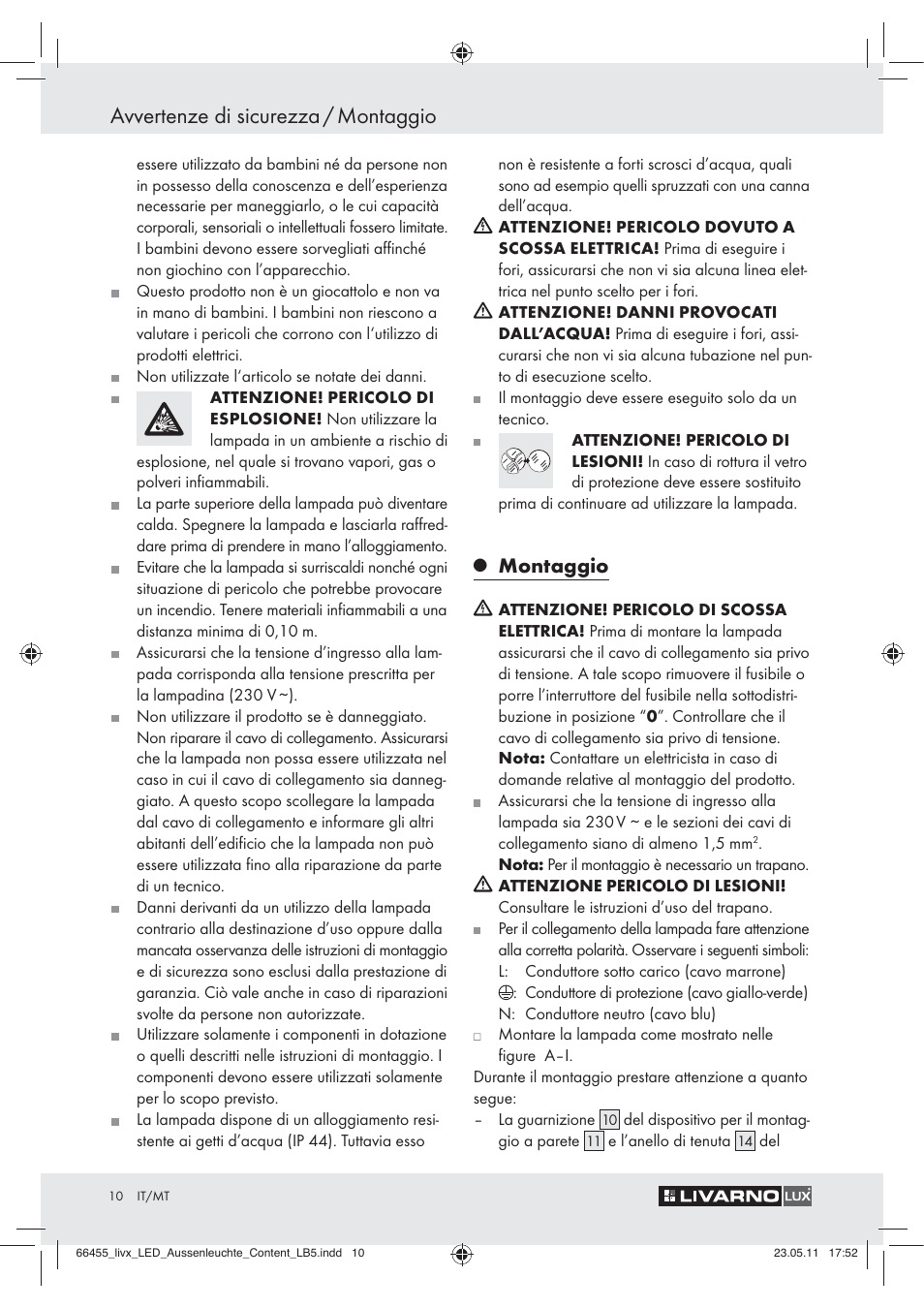 Avvertenze di sicurezza / montaggio, Montaggio | Livarno Z30314 User Manual | Page 8 / 29