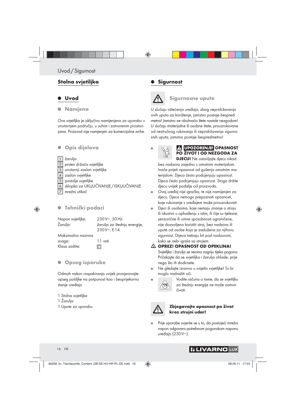 Uvod / sigurnost | Livarno Z30957 User Manual | Page 14 / 19