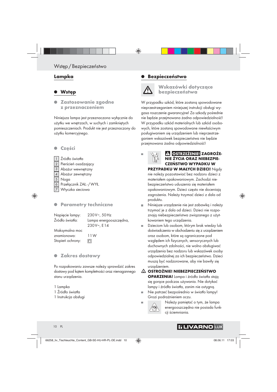 Wstęp / bezpieczeństwo | Livarno Z30957 User Manual | Page 8 / 19