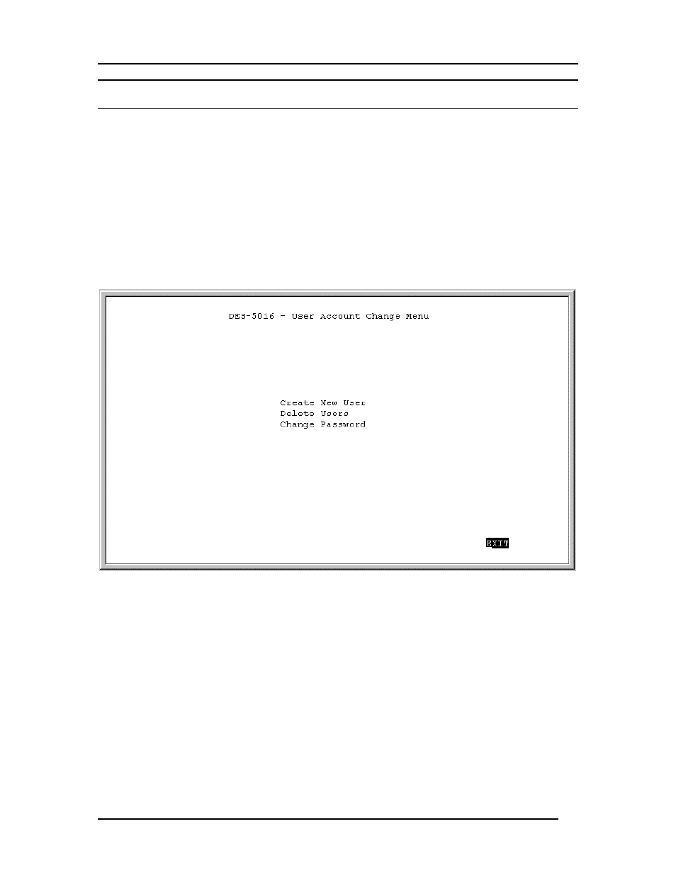 User account management, User account change menu | D-Link DES-5016 User Manual | Page 59 / 96
