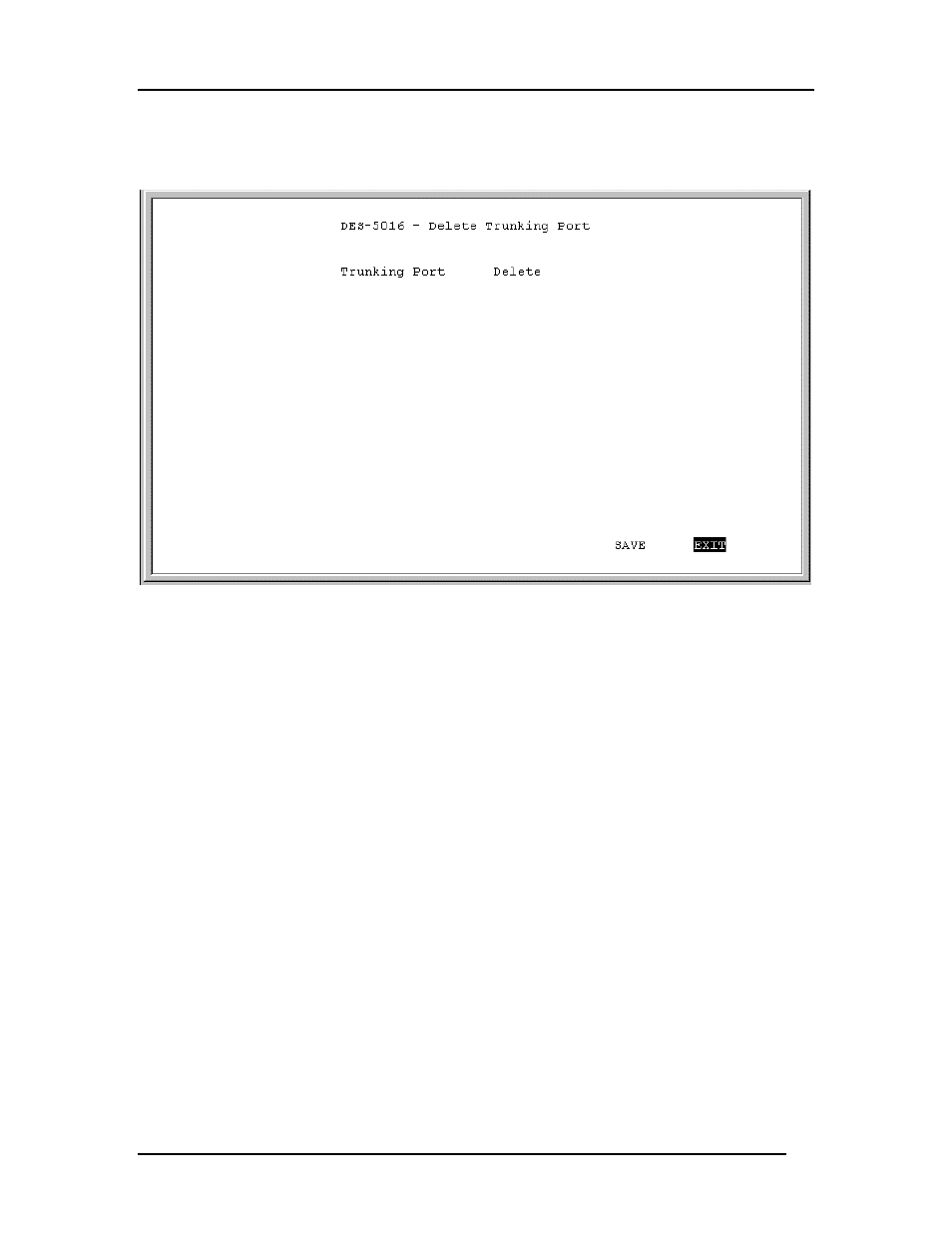 Delete trunking port | D-Link DES-5016 User Manual | Page 85 / 96