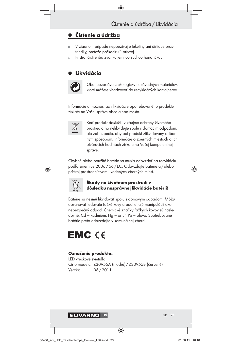 Čistenie a údržba / likvidácia, Čistenie a údržba, Likvidácia | Livarno Z30955 User Manual | Page 21 / 24