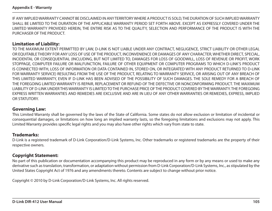 D-Link DIR-412 User Manual | Page 109 / 113