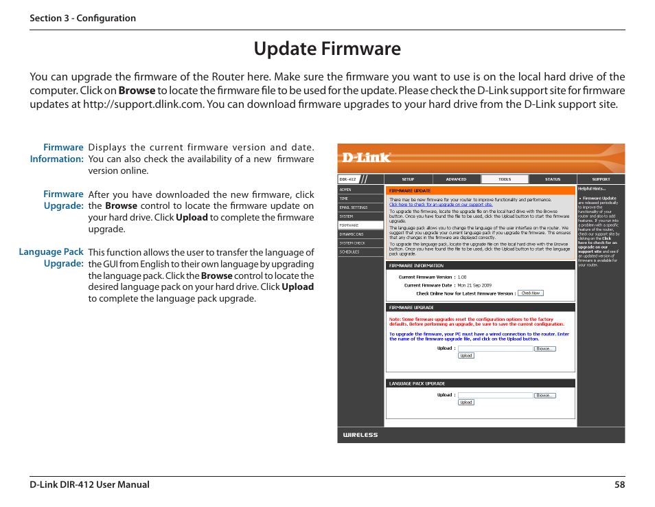 Update firmware | D-Link DIR-412 User Manual | Page 62 / 113