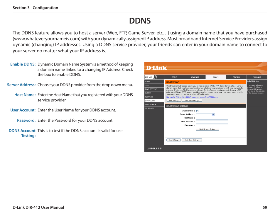 Ddns | D-Link DIR-412 User Manual | Page 63 / 113