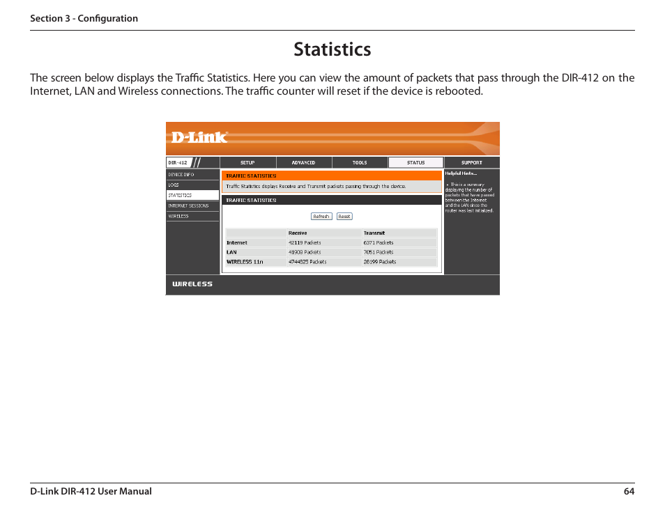 Statistics | D-Link DIR-412 User Manual | Page 68 / 113