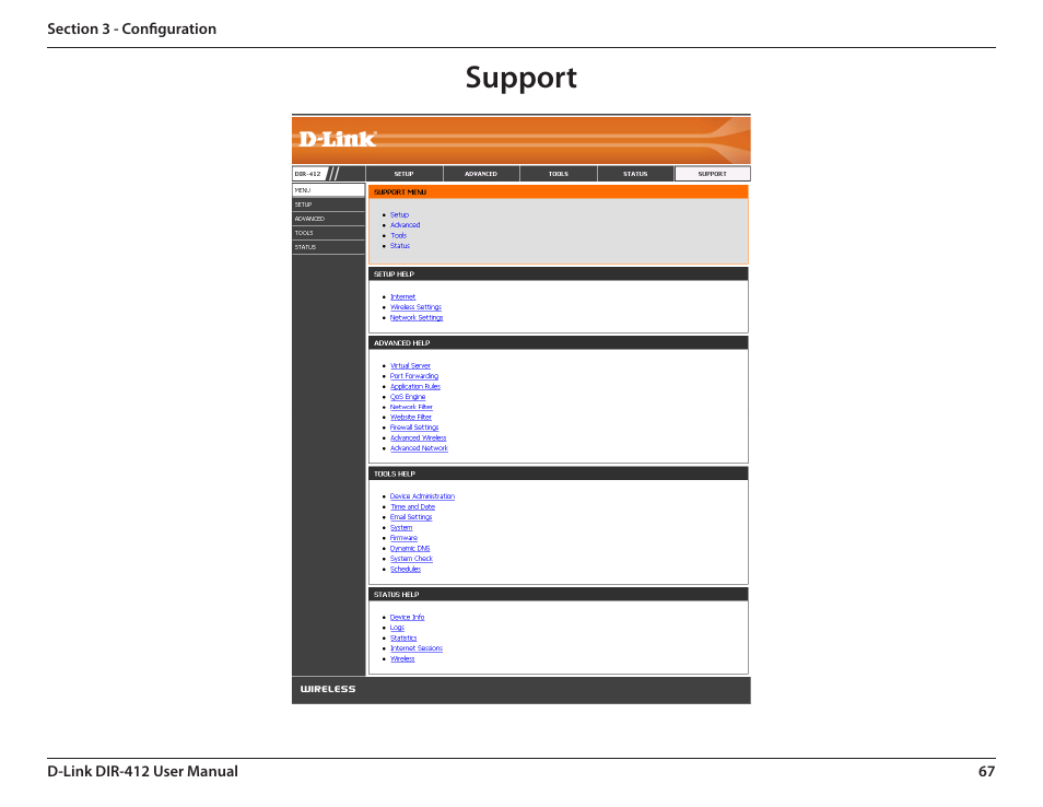 Support | D-Link DIR-412 User Manual | Page 71 / 113