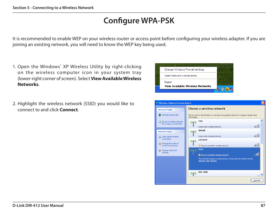 Configure wpa-psk | D-Link DIR-412 User Manual | Page 91 / 113