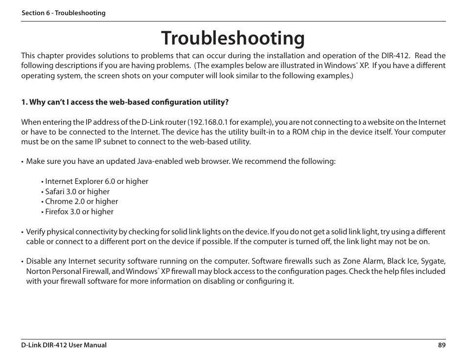 Troubleshooting | D-Link DIR-412 User Manual | Page 93 / 113