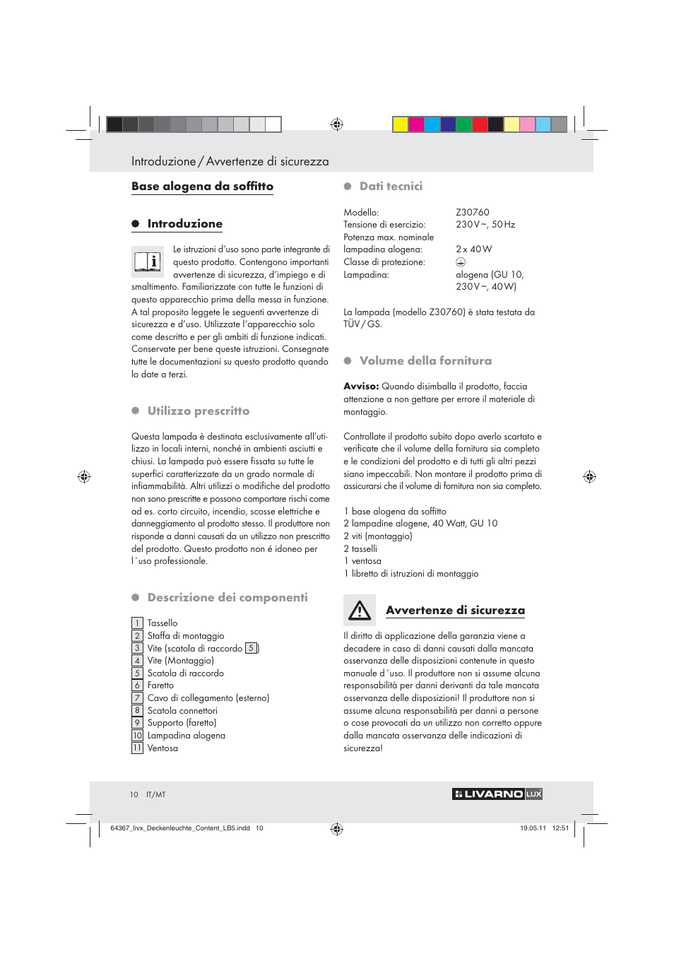 Introduzione / avvertenze di sicurezza | Livarno Z30760 User Manual | Page 8 / 31