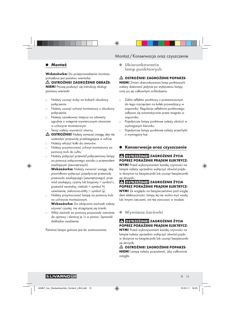 Montaż / konserwacja oraz czyszczenie | Livarno Z30760 User Manual | Page 11 / 42