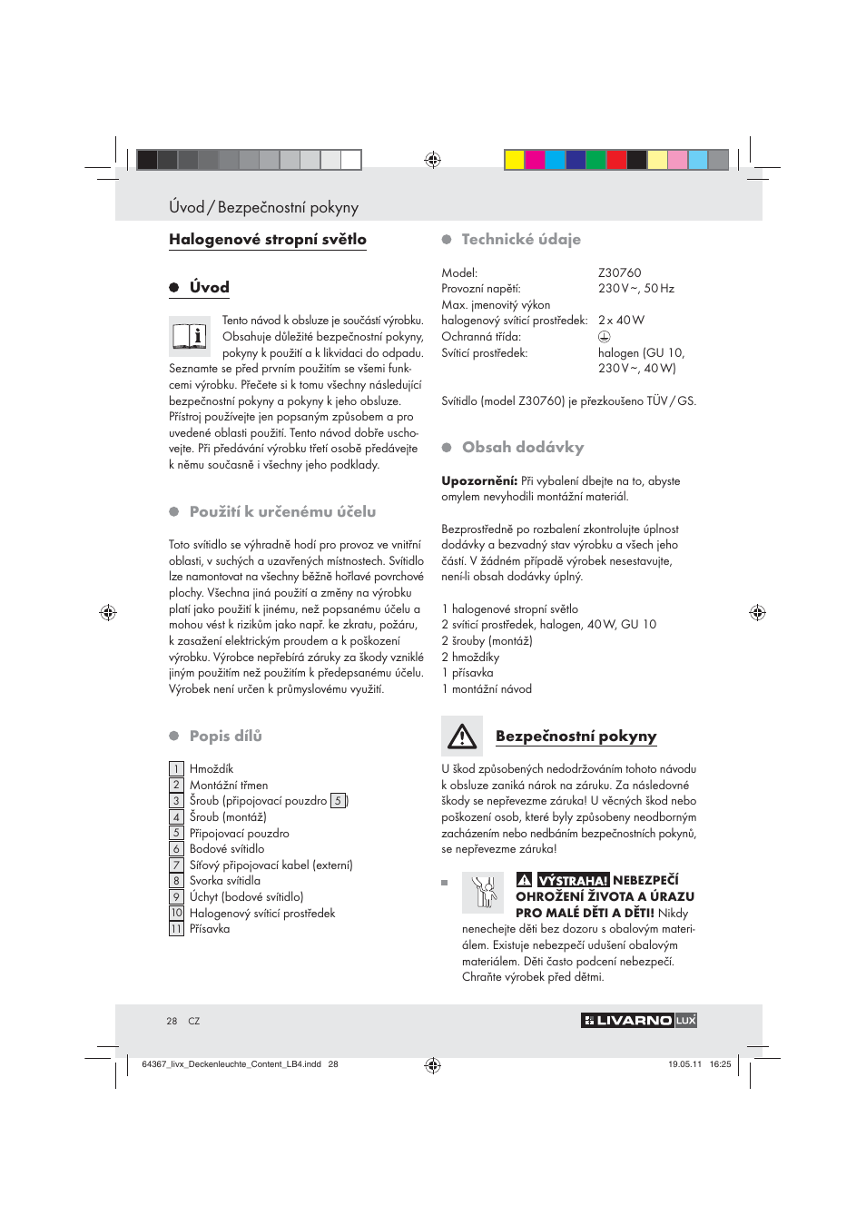 Úvod / bezpečnostní pokyny | Livarno Z30760 User Manual | Page 26 / 42