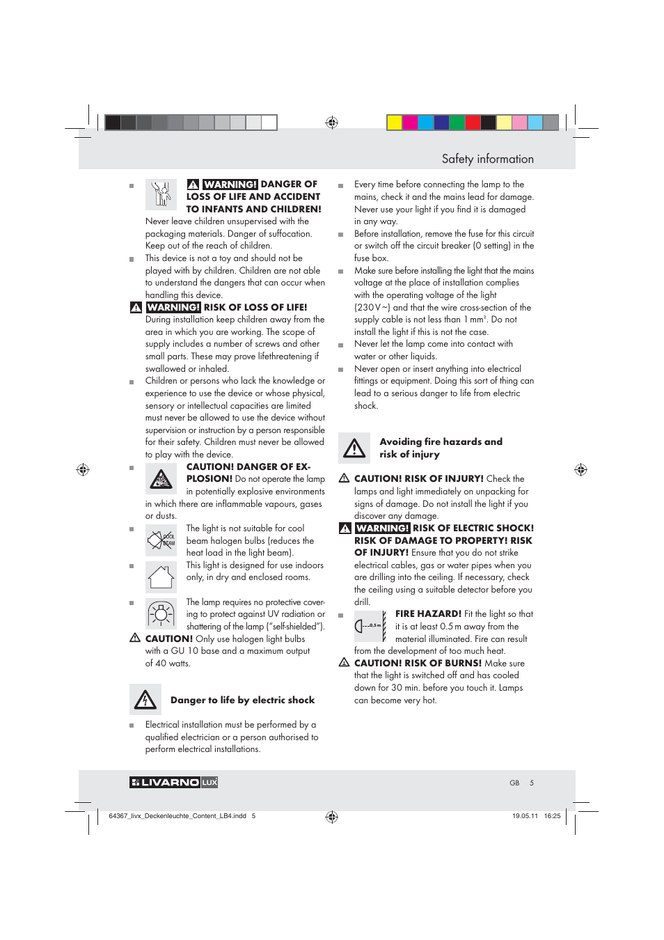 Safety information | Livarno Z30760 User Manual | Page 3 / 42