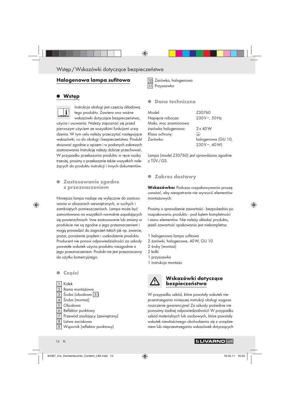 Wstęp / wskazówki dotyczące bezpieczeństwa | Livarno Z30760 User Manual | Page 8 / 42