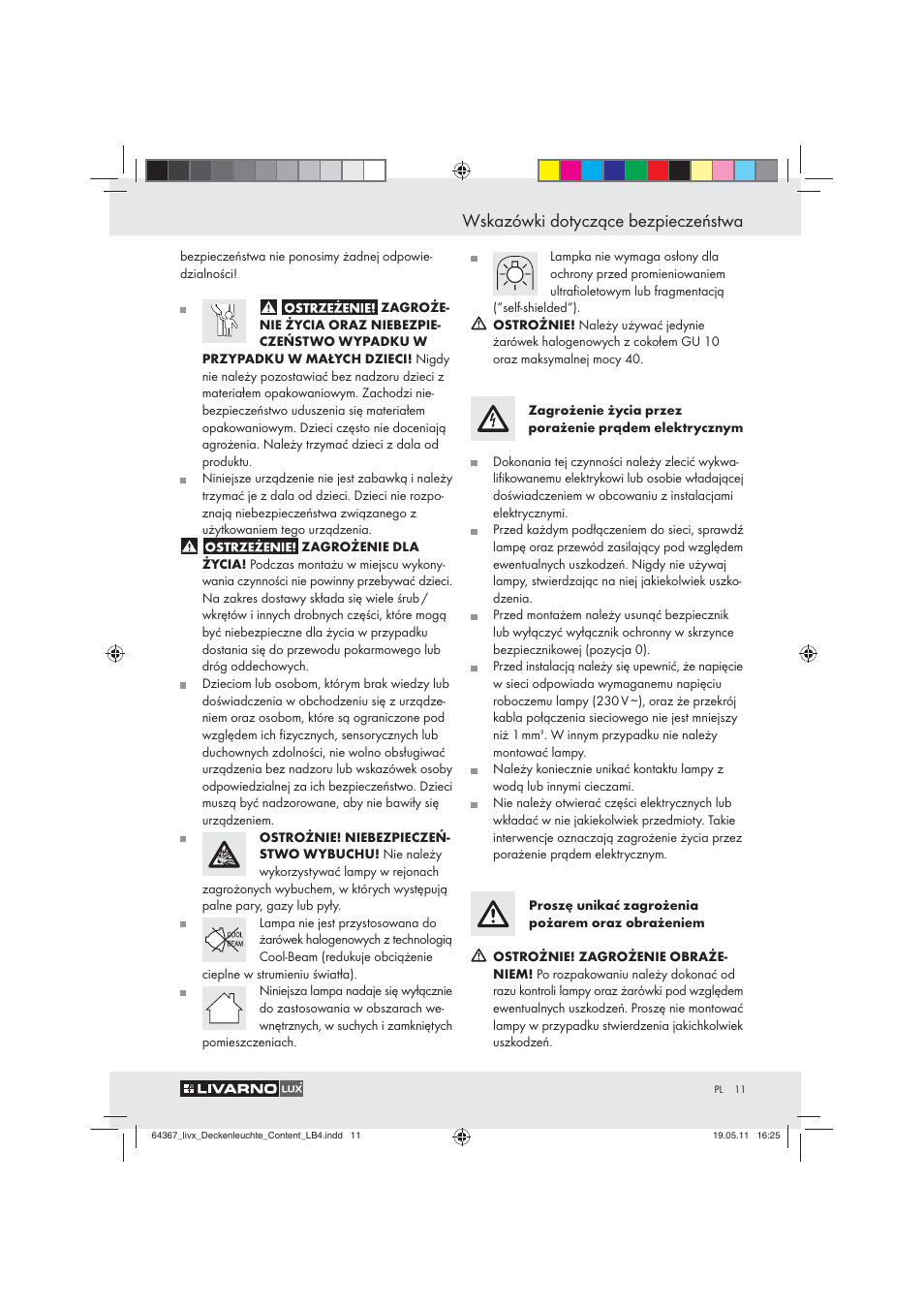 Wskazówki dotyczące bezpieczeństwa | Livarno Z30760 User Manual | Page 9 / 42