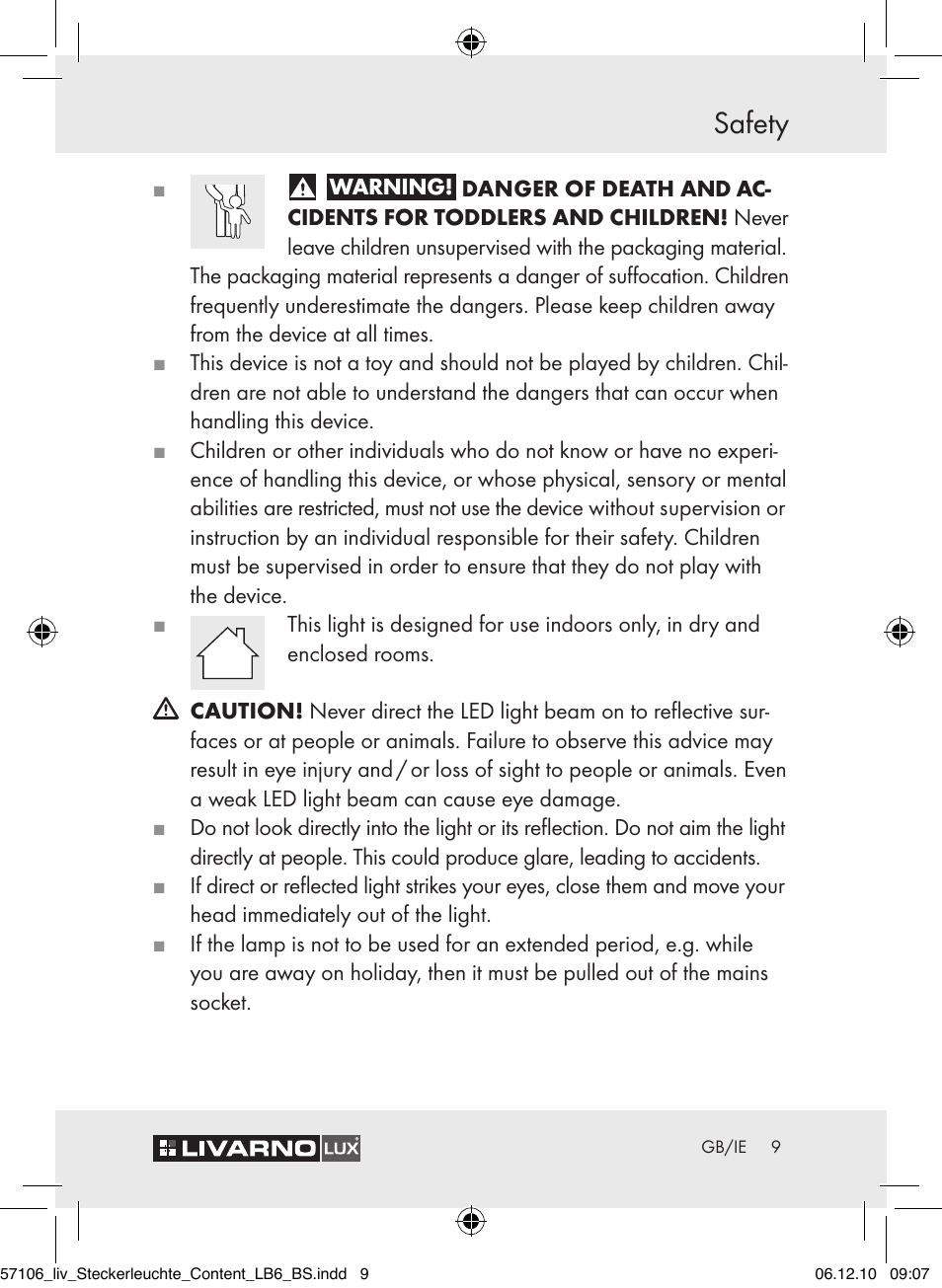 Safety | Livarno Z30652A-BS User Manual | Page 7 / 10