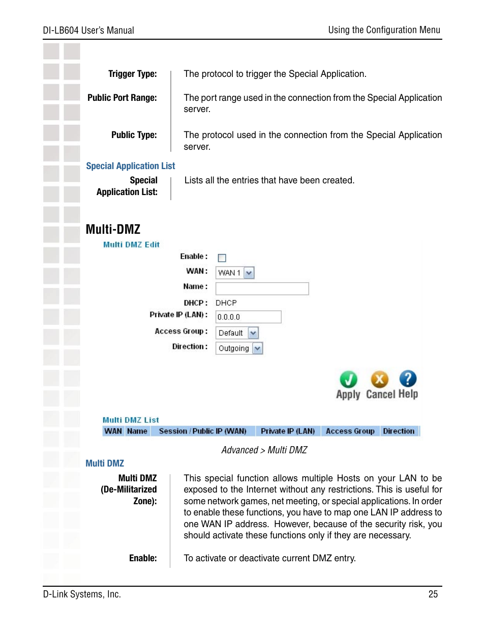 Multi-dmz | D-Link DI-LB604 User Manual | Page 25 / 92