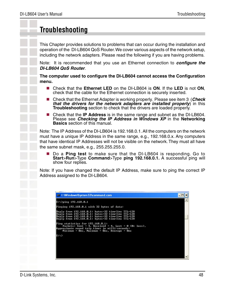 Troubleshooting | D-Link DI-LB604 User Manual | Page 48 / 92