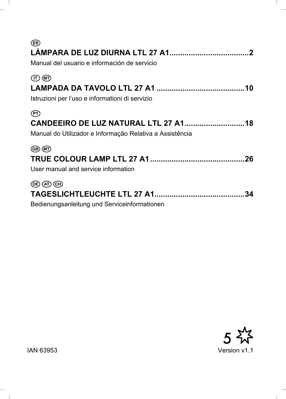 Lámpara de luz diurna ltl 27 a1, Lampada da tavolo ltl 27 a1, Candeeiro de luz natural ltl 27 a1 | True colour lamp ltl 27 a1, Tageslichtleuchte ltl 27 a1 | Livarno LTL 27 A1 User Manual | Page 3 / 45