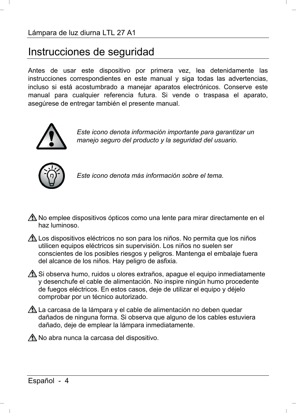 Instrucciones de seguridad | Livarno LTL 27 A1 User Manual | Page 6 / 45