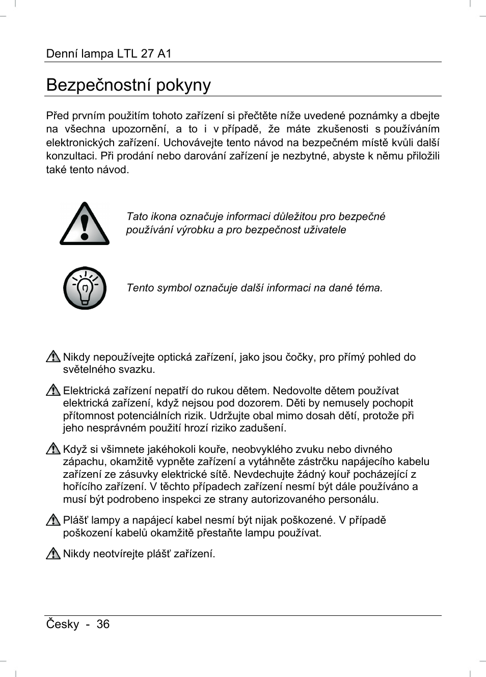 Bezpečnostní pokyny | Livarno LTL 27 A1 User Manual | Page 38 / 53