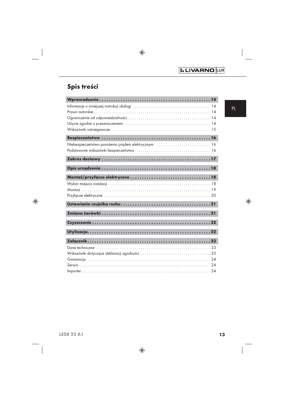 Livarno LESB 22 A1 User Manual | Page 15 / 74